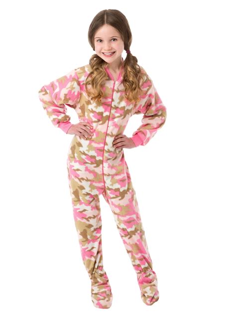 Big Feet Pjs Big Girls Pink Camo Kids Footed Pajamas One Piece Sleeper