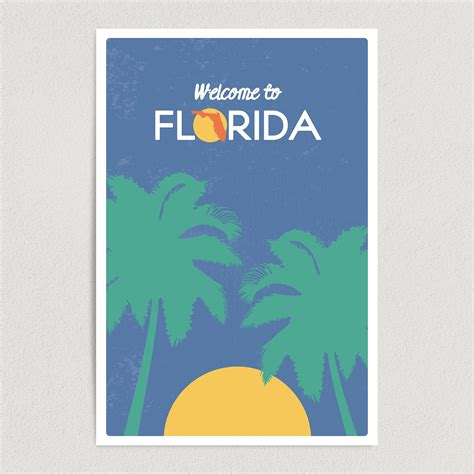 Welcome To Florida Road Sign Style Vertical Art Print Poster St1000