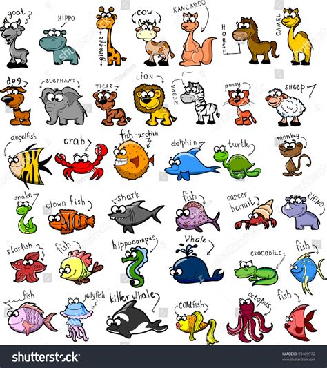Big Set Of Cartoon Animals Vector 93409972 Shutterstock