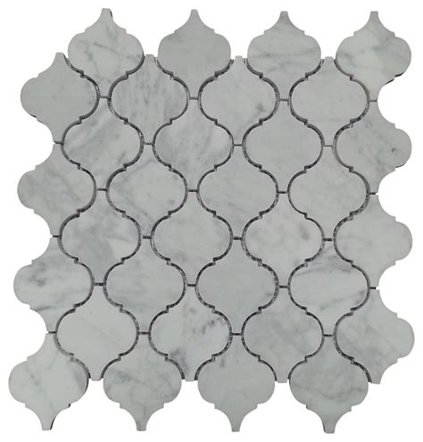 Carrara White Marble Arabesque Mosaic Tile Mediterranean Mosaic
