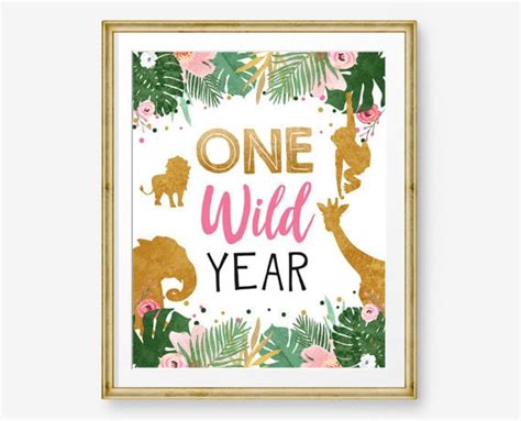 One Wild Year Birthday Sign Table Decor Safari Birthday Wild One