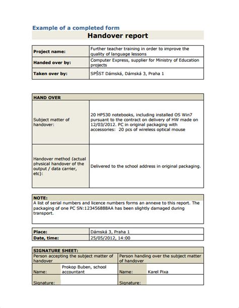 Handover Report Template 5 Download Free Documents In Pdf Word