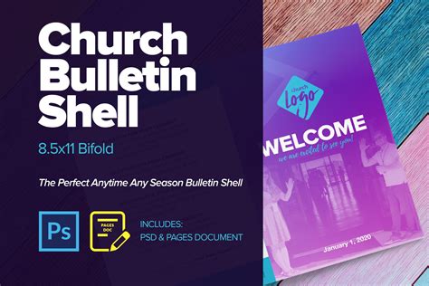 Simple Church Bulletin Shell Bifold Creative Brochure Templates