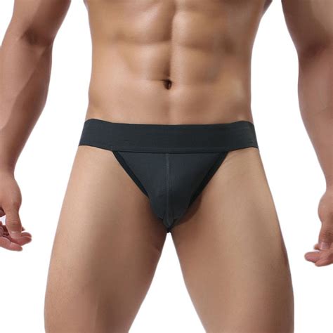 Fashion Mens Solid Nylon Briefs Sexy Low Waist Men Open Butt Thongs