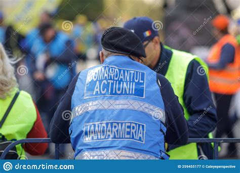 Romanian Jandarmi Riot Police Commander During A Protest Editorial