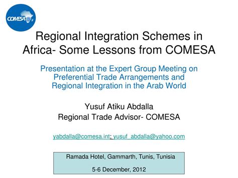 Ppt Regional Integration Schemes In Africa Some Lessons From Comesa