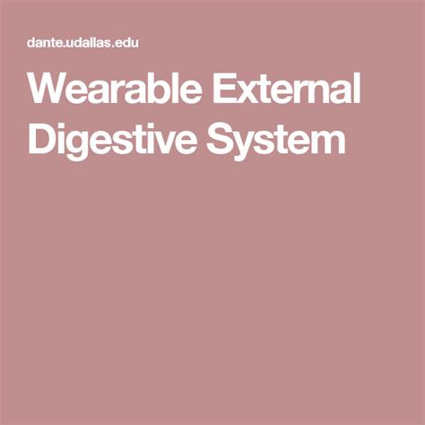 Wearable External Digestive System | Digestive system ...