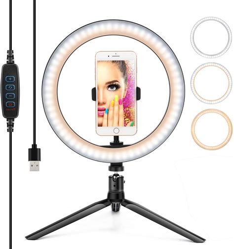 10 Inch Selife Ring Light Led Desktop Ring Light With Tripod And
