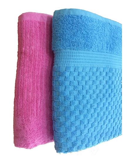 Plus, their impressive size of 35 x 70 inches means these towels are just as good on the beach or at the pool as they are in your bathroom. Zephyrtex Large Bath Towels Pink & Blue - Set Of 2 - Buy ...