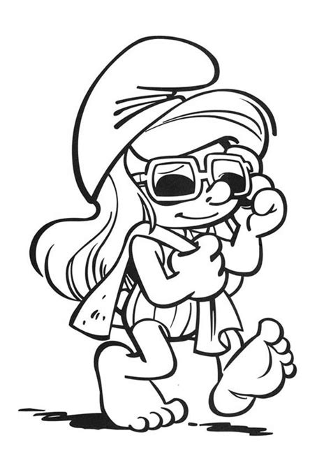 Smurfette With Sunglasses In The Smurf Coloring Page Kids Play Color