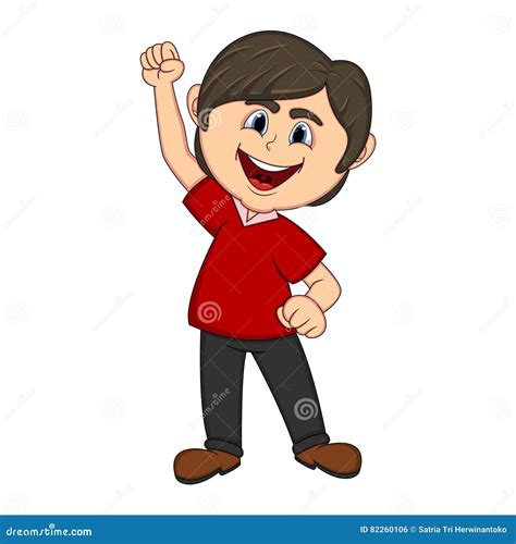 Boy Raised His Hand Cartoon Stock Illustration Illustration Of