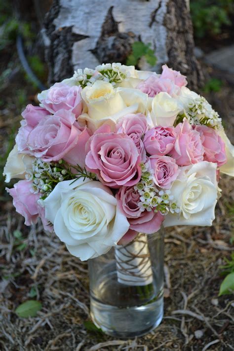 Simple Mixed Roses And Wax Flower Bouquet By Epic Stems Floral