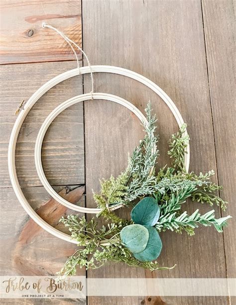 Hoop Wreath Laid Out On The Table With Greenery Diy Wreath Hoop Wreath