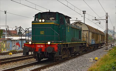 Diesel Loc 642 184 Pull Freight Train Through Maribor Tabor On The Way To Tezno Yard Rail