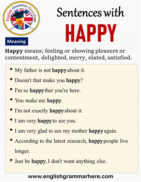 Sentences With Happy Meaning And Example Sentences When Using The English Language We Use M