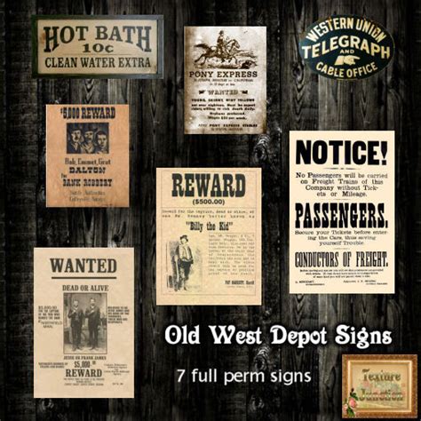 Second Life Marketplace ~tj~ Old West Depot Signs And Posters Texture Set
