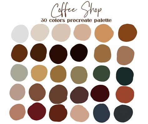 Coffee Shop Procreate Color Palette Ipad Procreate Swatches Instant Download Neutrals