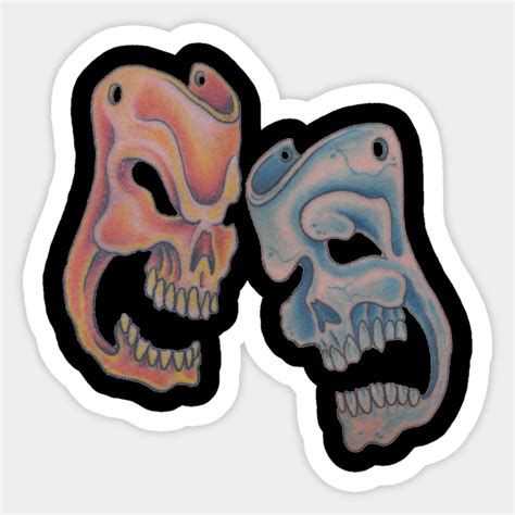 Skull Masks Of Comedy And Tragedy Red Male Skull Set On Back Comedy