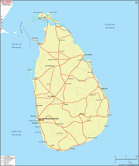 Sri Lanka Road Wall Map By Maps Of World