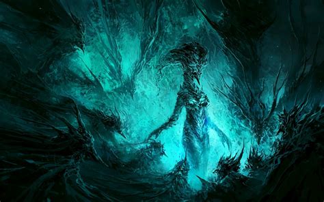 Demon Creature Dark Fantasy Fantasy Art Turquoise Teal 1920x1200