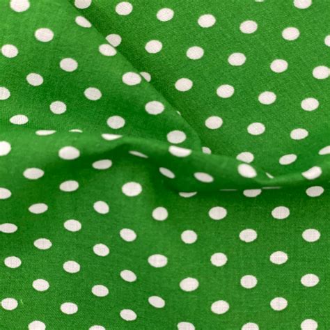 Green White Mini Polka Dot Poly Cotton Fabric Fashion Fabrics Llc
