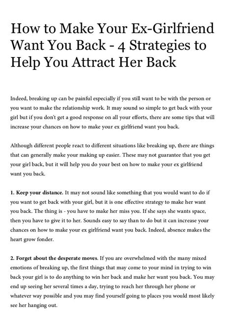 How To Make Your Ex Girlfriend Want You Back 4 Strategies To Help Y
