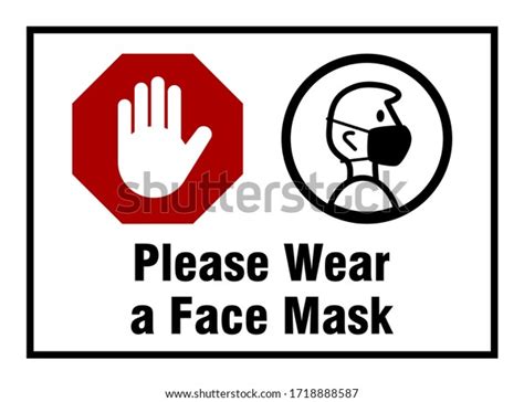 Please Wear Face Mask Instruction Sign เวกเตอร์สต็อก ปลอดค่าลิขสิทธิ์
