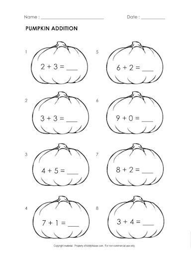 Pumpkin Addition Worksheet