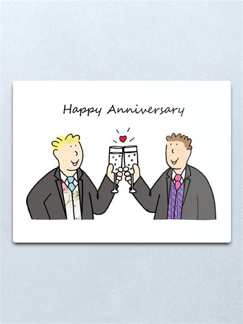 Gay Male Couple Happy Anniversary Metal Print By Katetaylor Redbubble
