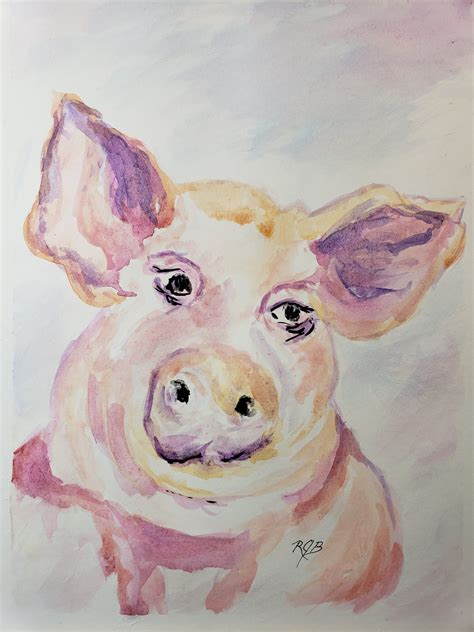 Pig Watercolor Painting Rjb Art Studio