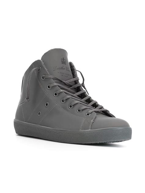 Lyst Leather Crown Classic Hi Top Sneakers In Gray For Men