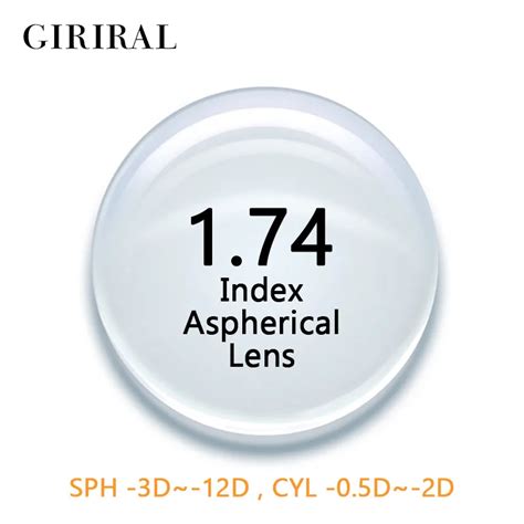 1 74 index cr 39 single version lenses eye optical clear aspheric prescription myopia glasses