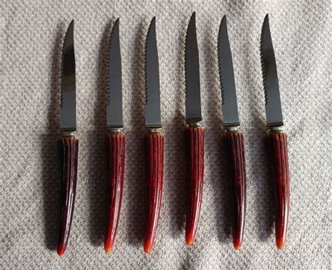 Steak Knives Vintage Set Of 6 Regent Sheffield Stainless Steel Ebay