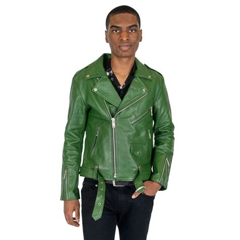 Green Leather Jacket Mens High Quality And Fashionable