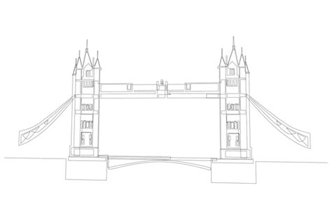 Premium Vector Continuous One Line Drawing Tower Bridge In London