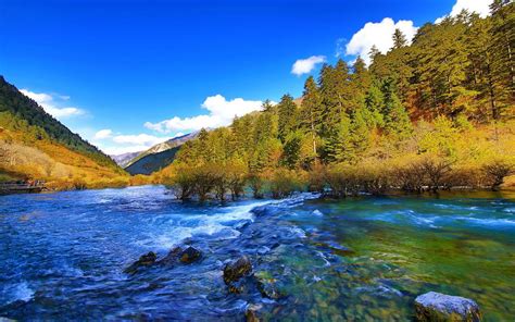 Jiuzhai Valley National Park Jiuzhaigou China Mountain Clear Water