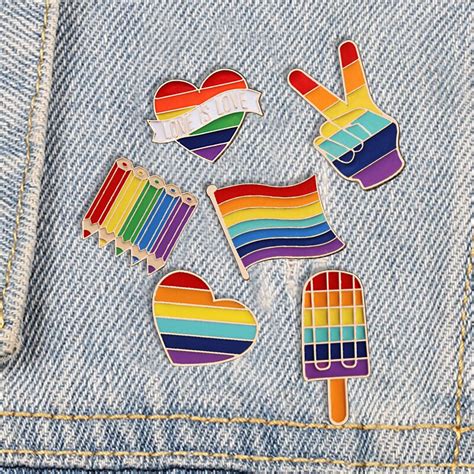 Lgbt Design Pins Brooch Creative Ice Cream Heart Finger Flag Rainbow
