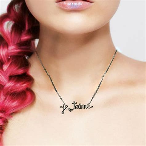 je t aime necklace romantic french necklace i love by exaltation 16 inch choker ankle