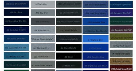 Paint Shop Colour Chart Automotive Pearl Car Paint Color Chart Custom