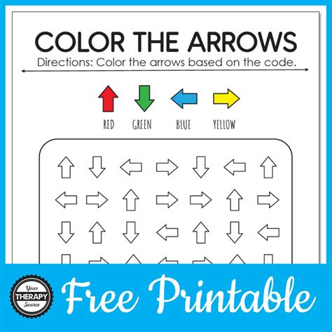 Color The Arrows Pdf Worksheet Freebie Your Therapy Source