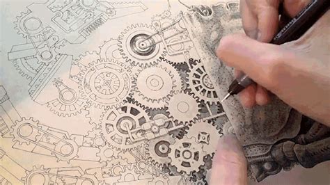This Artist Drawing An Incredibly Detailed Mechanical Crab Is Like A
