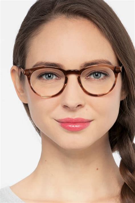 brown striped round prescription eyeglasses large full rim acetate eyewear traveller glasses
