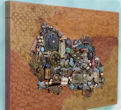 Found Objects Art Steampunk Decor Assemblage Clock Collage Etsy