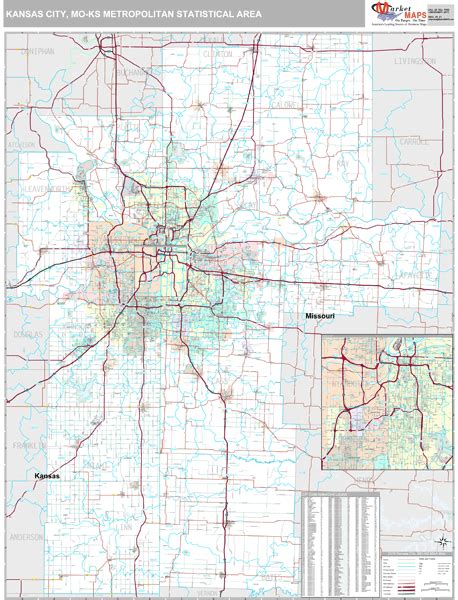 Kansas City Mo Metro Area Zip Code Wall Map Premium Style By Marketmaps