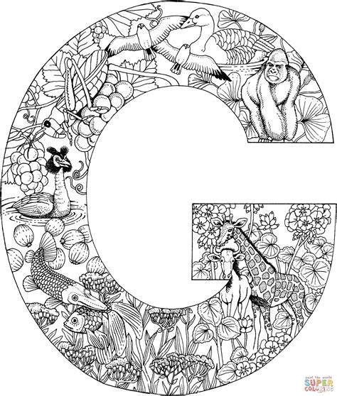 Letter G With Animals Coloring Page Free Printable Coloring Pages