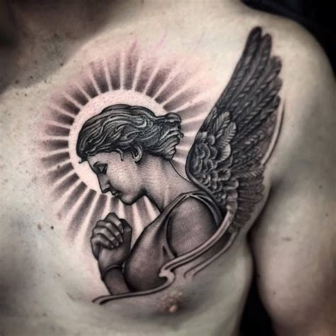 Cool Male Tattoo Designs In 2020 Cool Chest Tattoos Guardian Angel