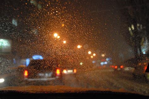 Abstraction Blurred Night Urban View With Cars Bright Traffic Lights