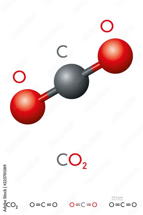 Carbon Dioxide Co2 Molecule Model And Chemical Formula Carbonic Acid