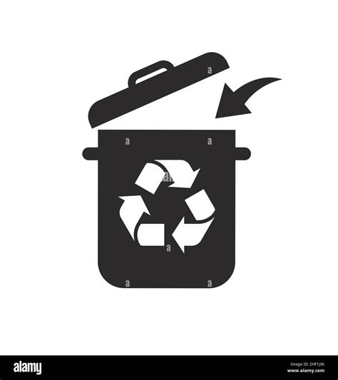 Simple Recycle Bin Icon Symbol Silhouette Vector Isolated On White