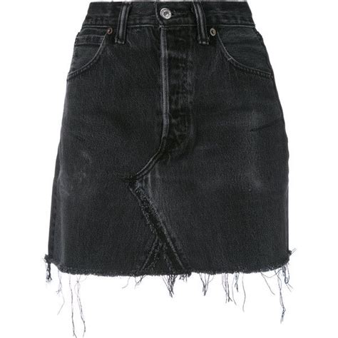 Redone Frayed Denim Skirt 410 Liked On Polyvore Featuring Skirts